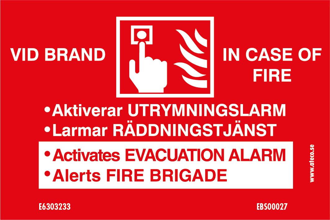 Skylt - 90x60 Utrymningslarm SWE / ENG