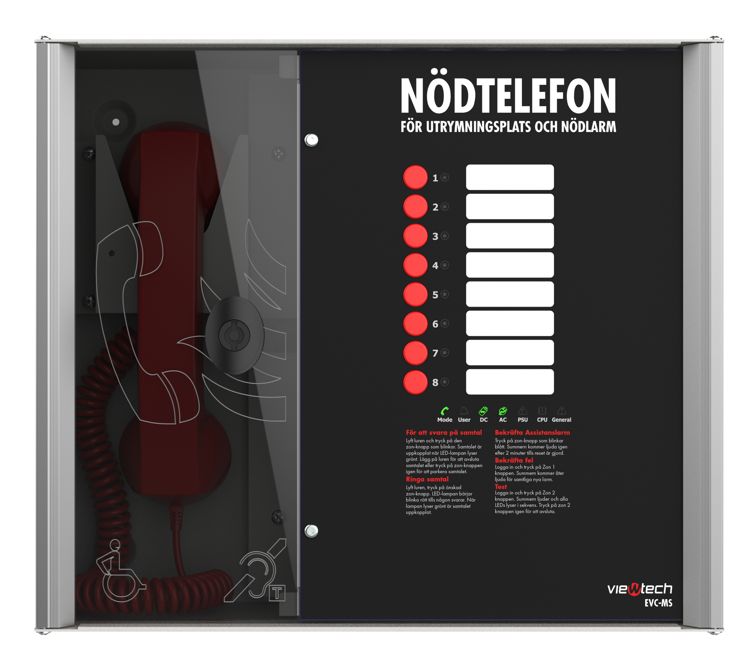 EVC Nödtelefon Kontrollpanel 2 Linjer