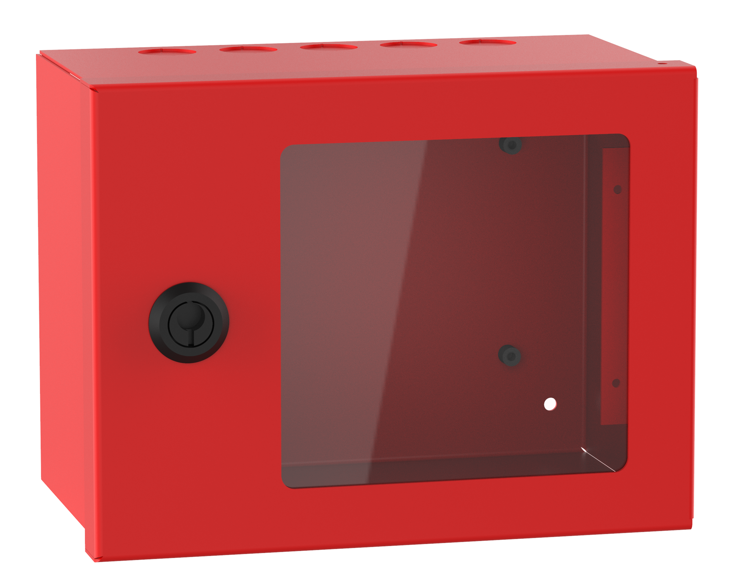 Plåtkapsling med fönster Röd