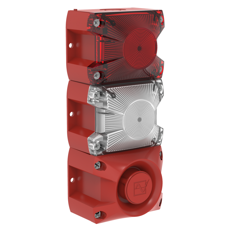 Utrymningslarmdon vit & röd lins EN54