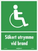 Skylt - Säkert utrymme vid brand 150x200