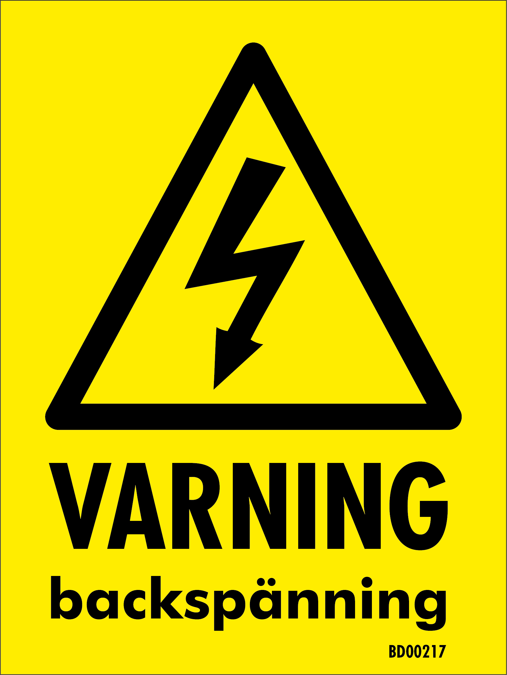 Dekal Varning backspänning