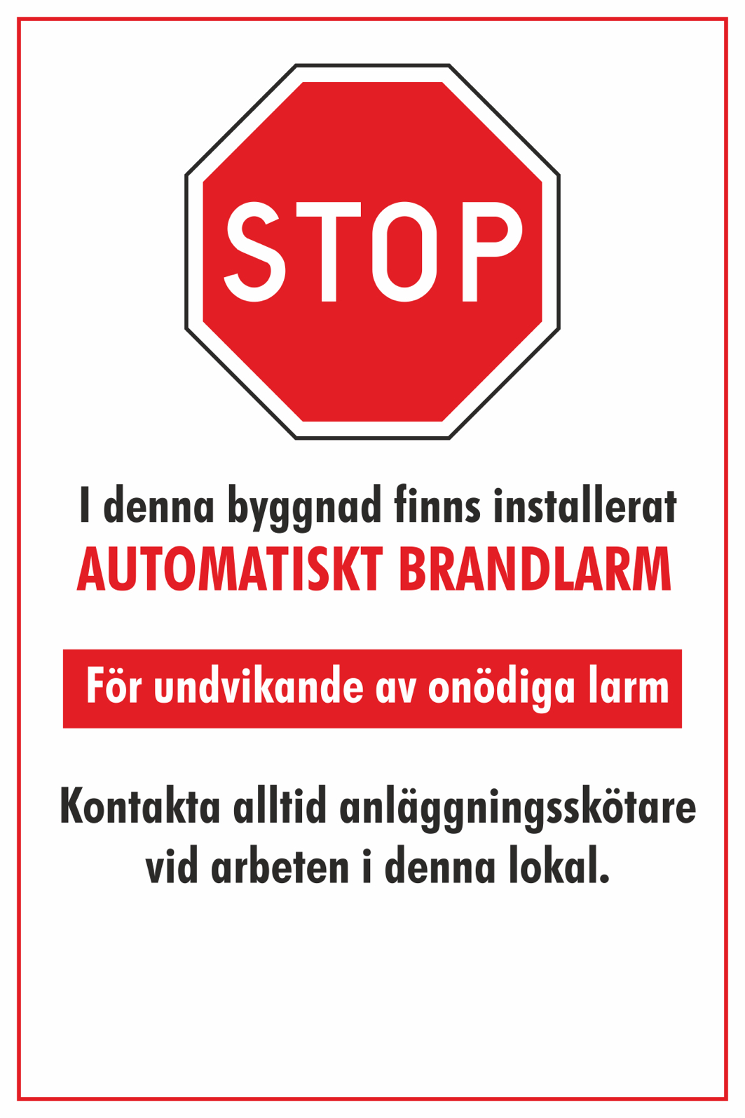 Dekal Automatiskt brandlarm 100x150