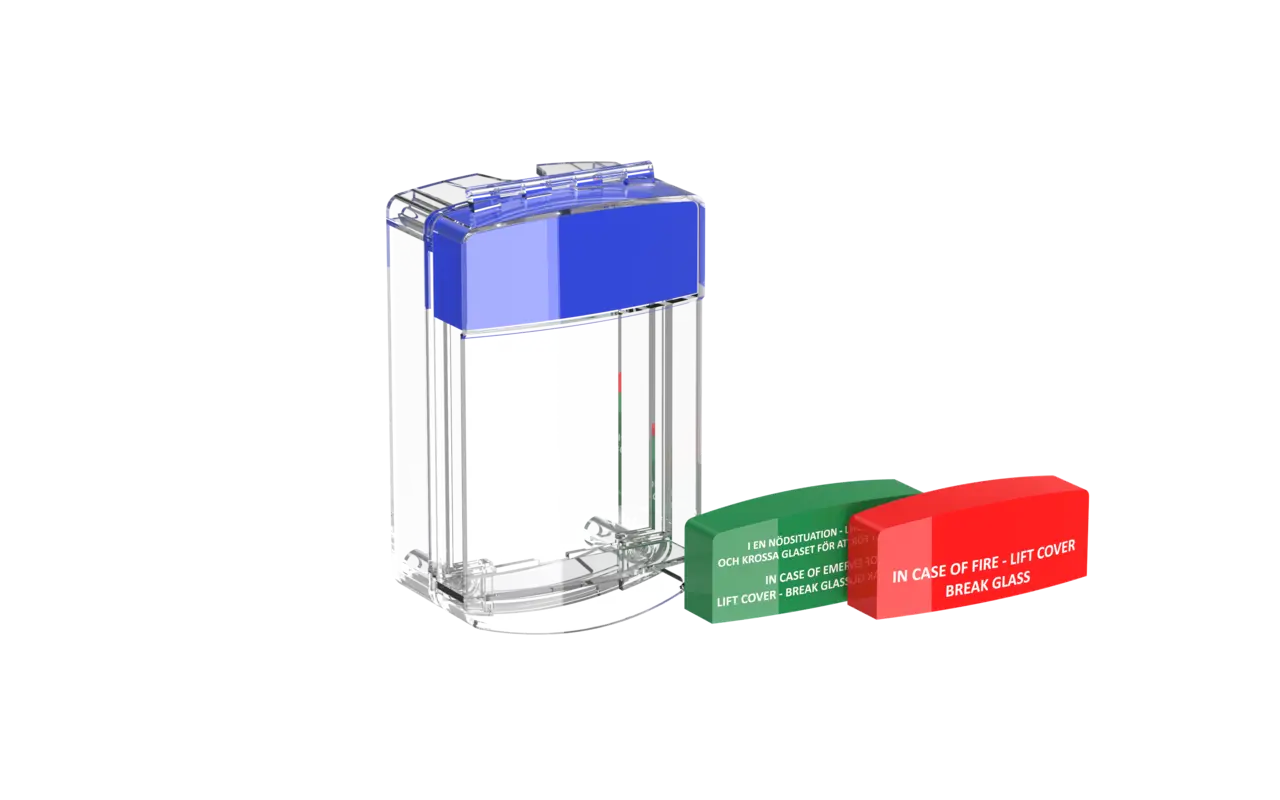 Skyddshuv för Larmknapp Blå
