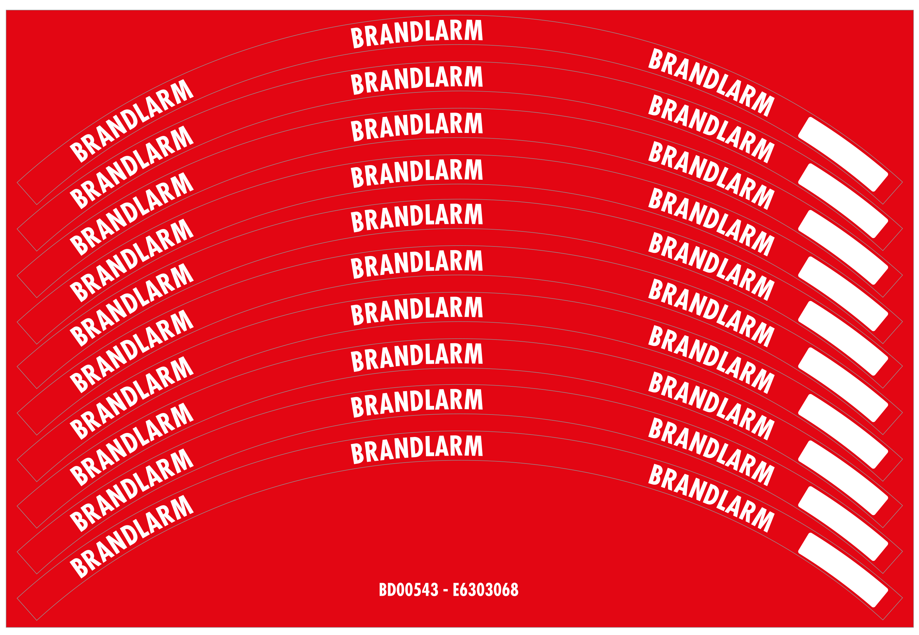 Sockeldekal Brandlarm - Böjd 360x12 - 10/ark