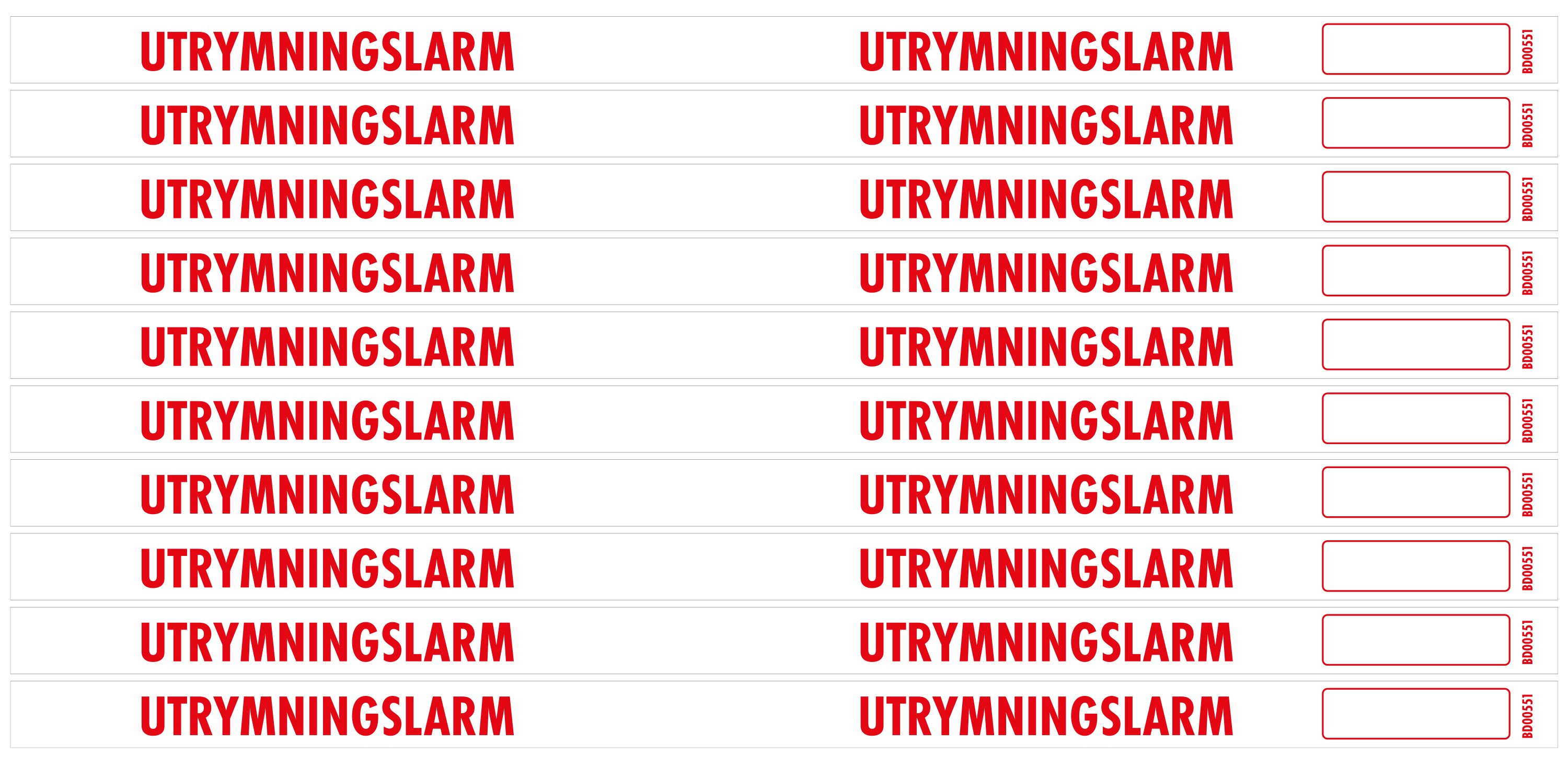 Sockeldekal Utrymningslarm 364x14 - 10/ark