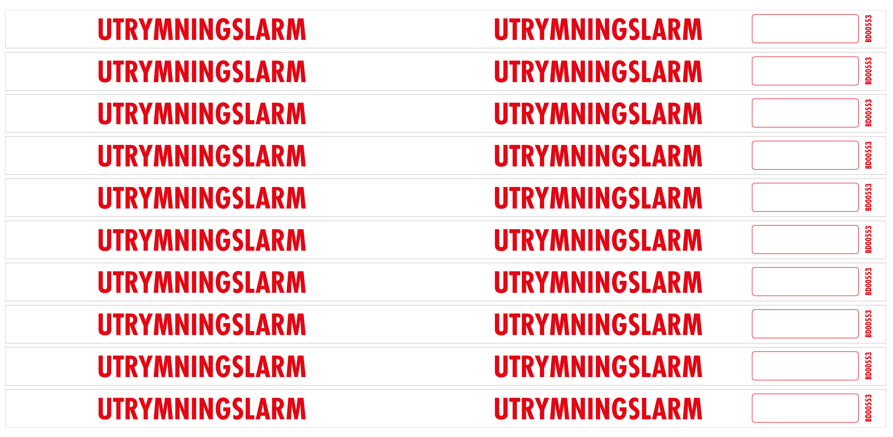 Sockeldekal Utrymningslarm 325x14 - 10/ark