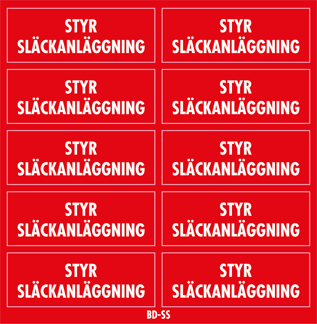 Dekal Styr Släckanläggning 41x15 - 10/ark