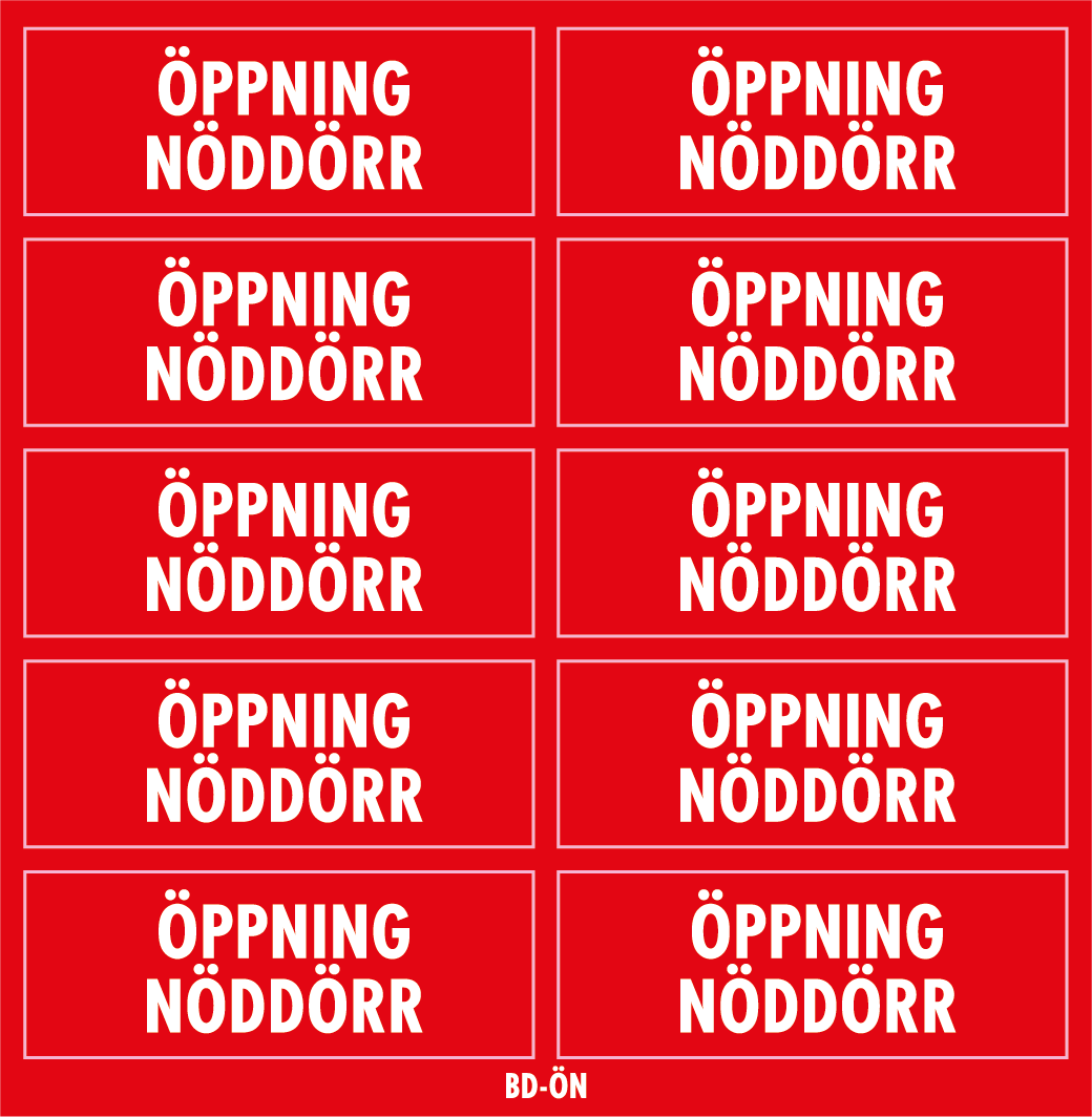 Dekal Öppning Nöddörr 41x15 - 10/ark