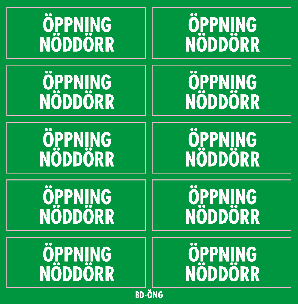 Dekal Öppning nöddörr