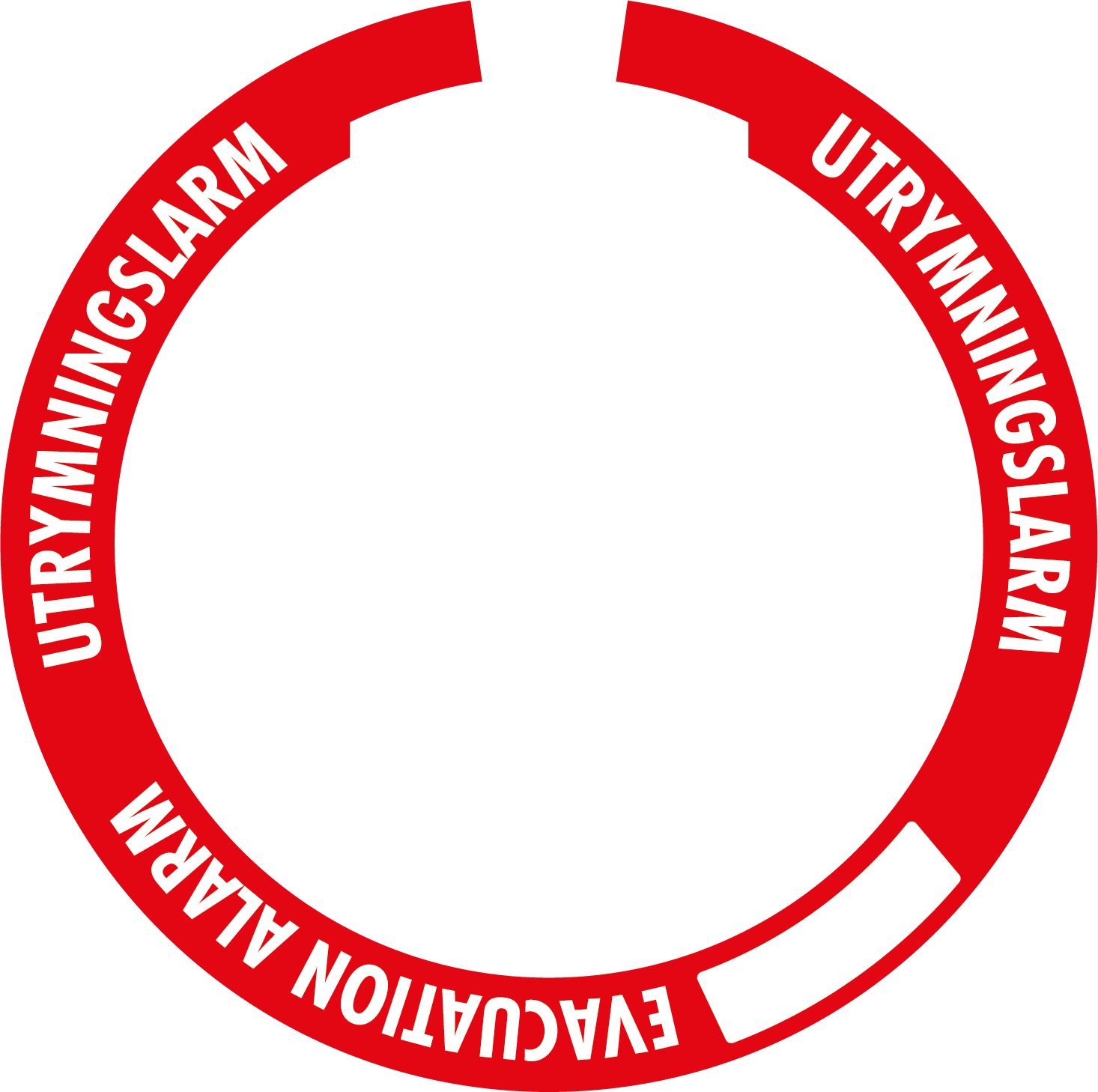 Detektordekal. Utrymningslarm/Evacuation Alarm 124mm - 10-pack