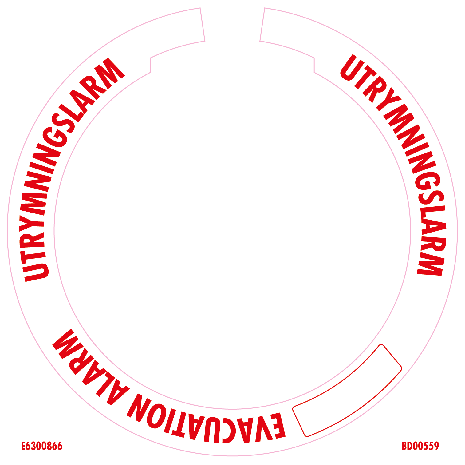 Detektordekal Utrymningslarm/Evacuation Alam. 124mm - 10-Pack