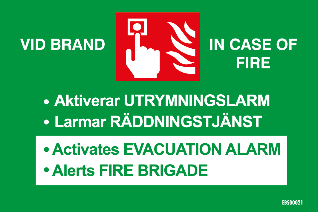 Skylt - 90x60 Larmknapp SWE / ENG