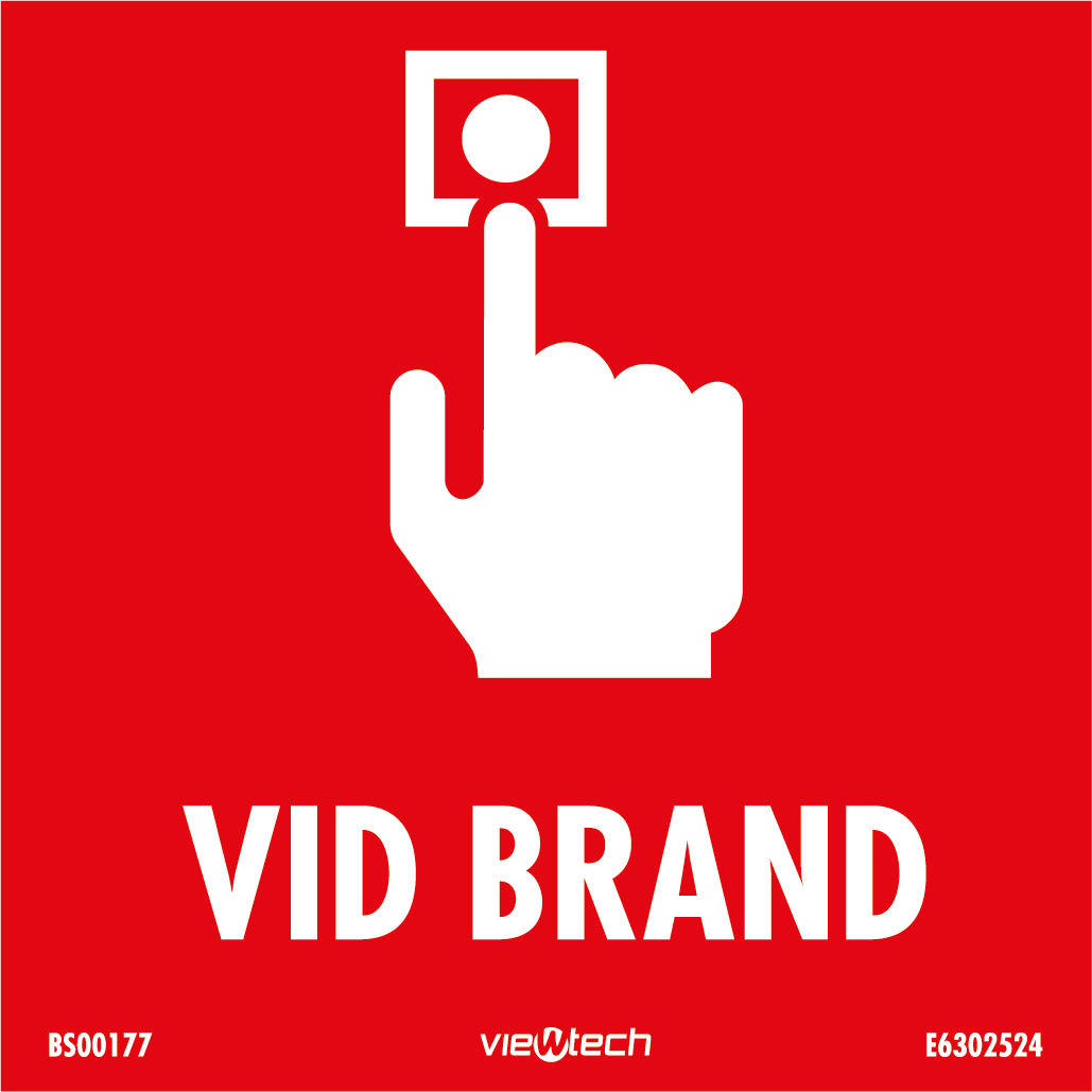 Skylt Larmknapp "Vid Brand" 87x87