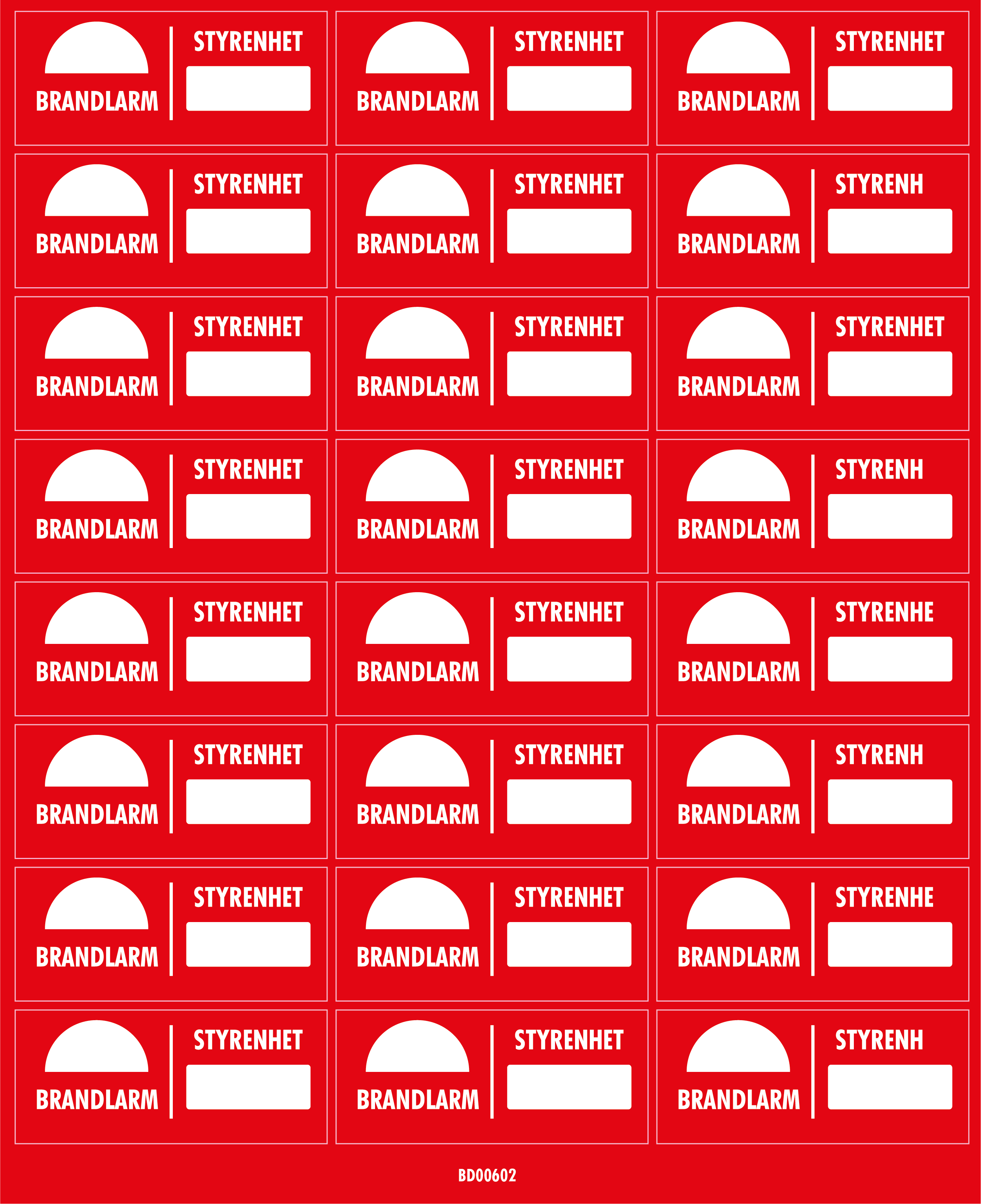 Dekal Brandlarm styrenhet 70x30 - 24/ark