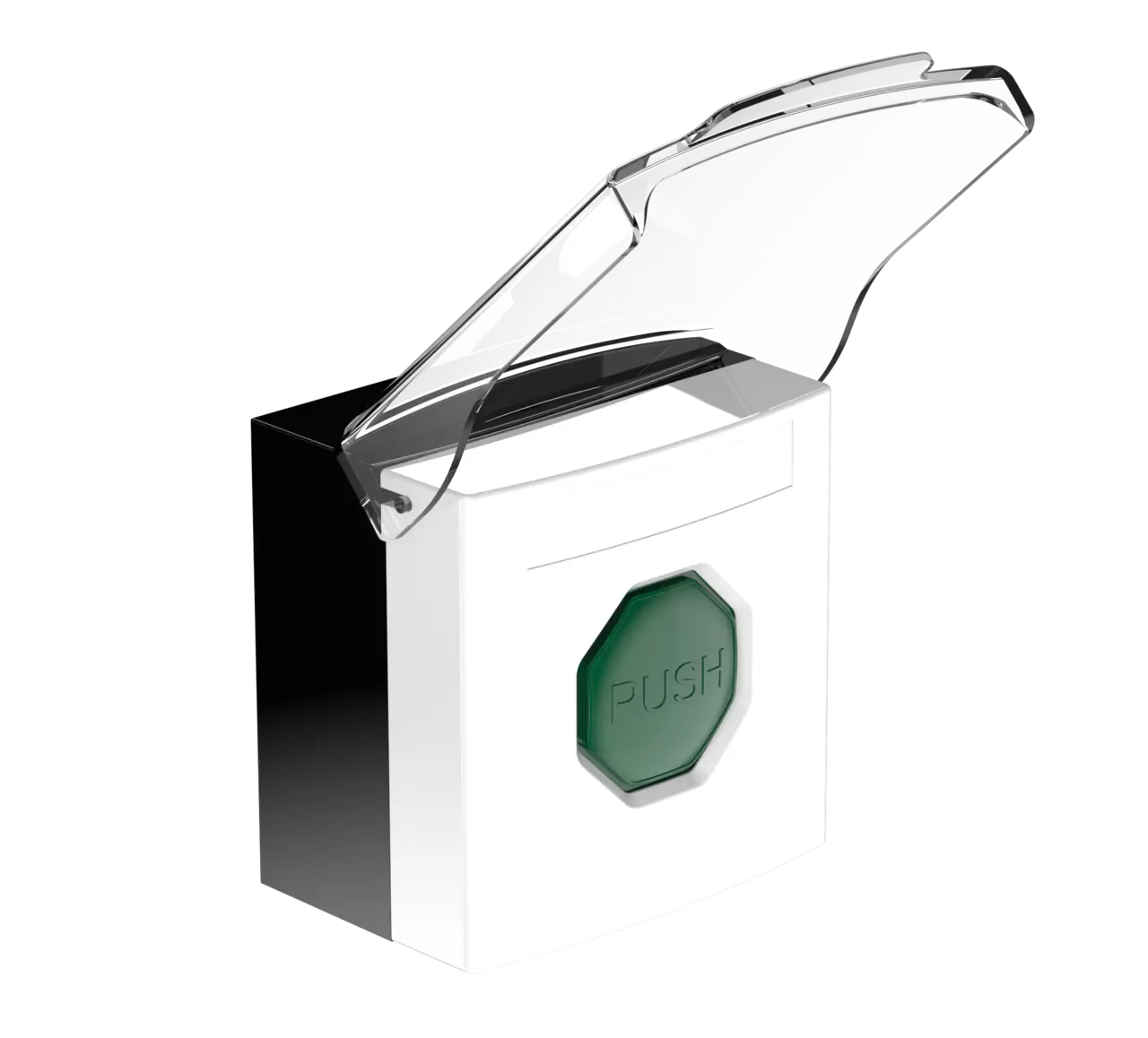 Larmknapp Vit. Grön knapp