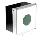 Larmknapp Vit. Grön knapp