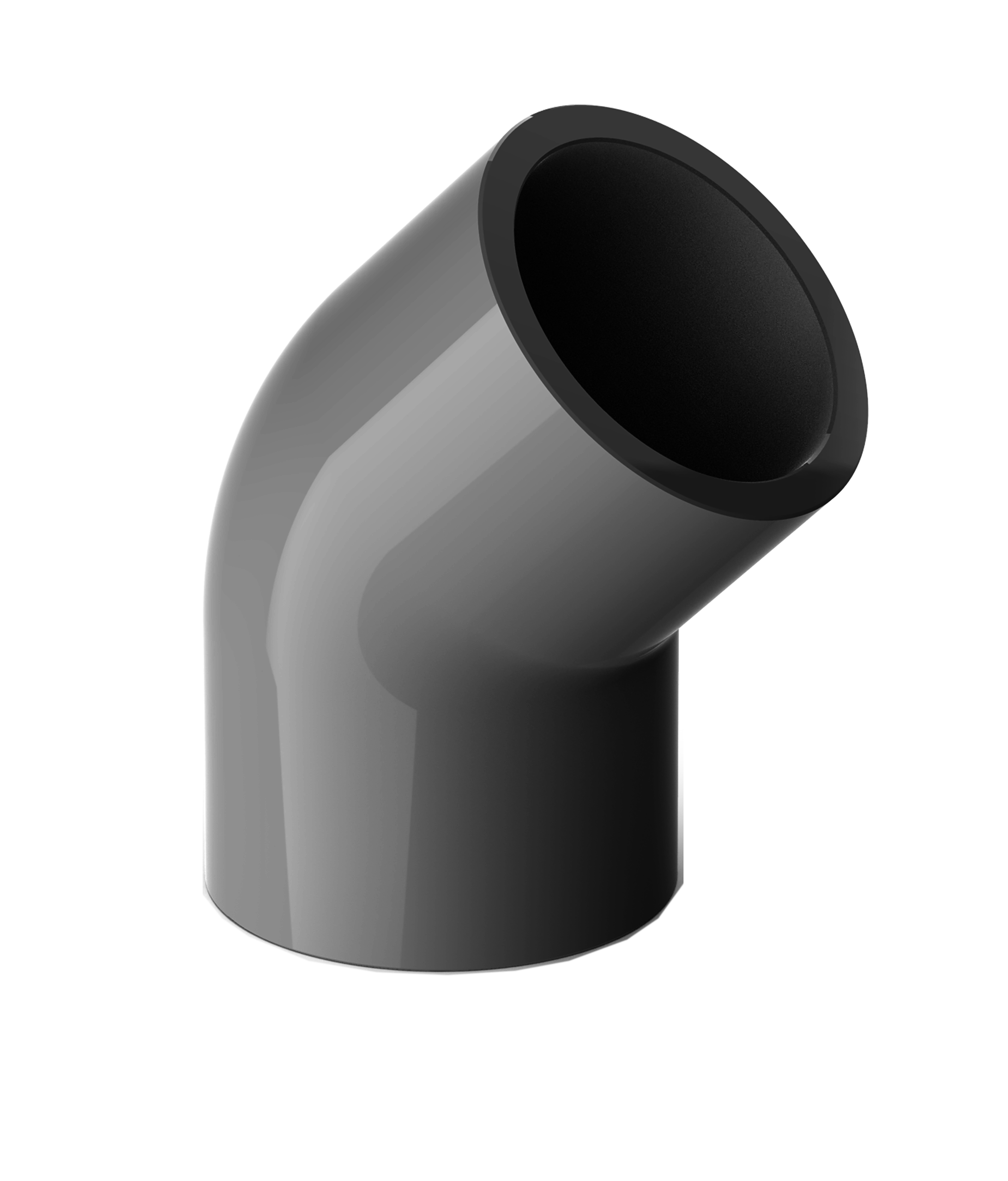 Vinkel 45 grader för saplingsrör mörkgrå 25 mm