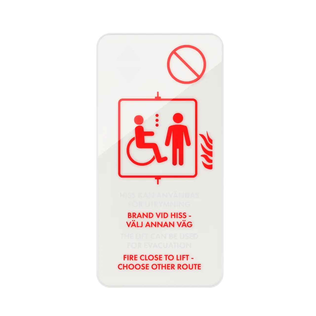 Skylt säker hisszon Vit