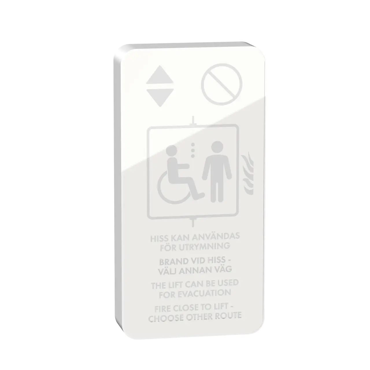 Skylt säker hisszon Vit