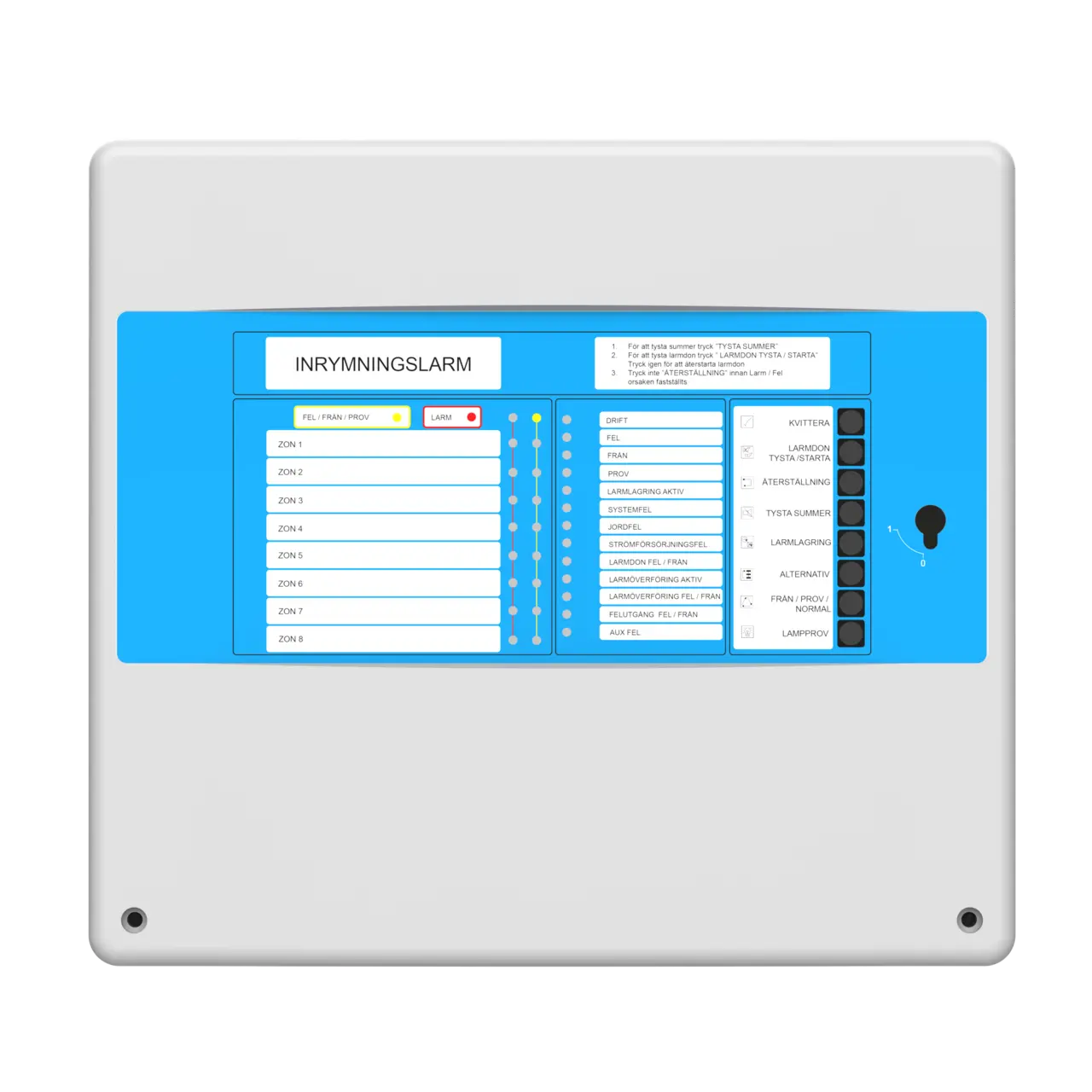 Inrymningslarm 8 Zoner