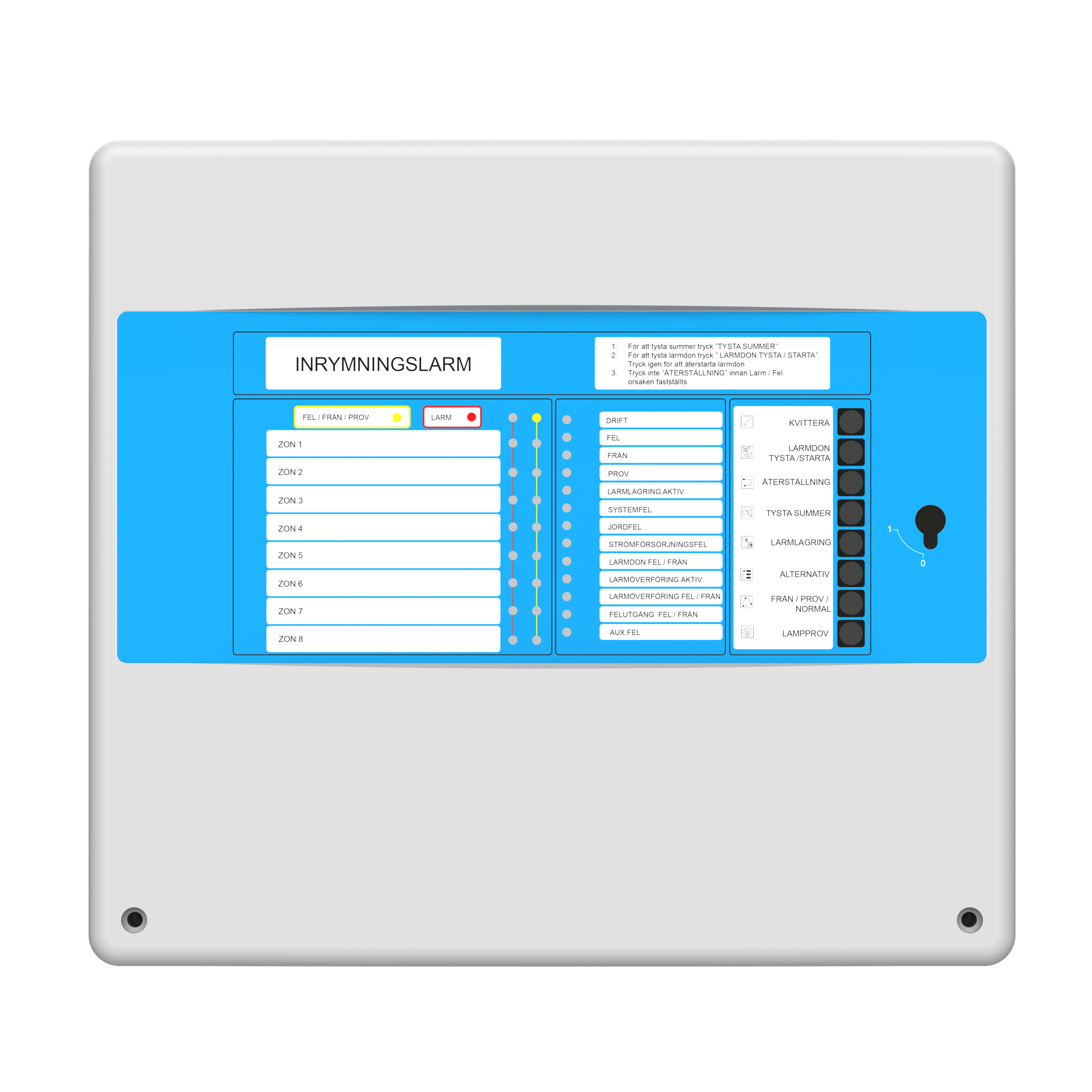 Inrymningslarm 8 Zoner