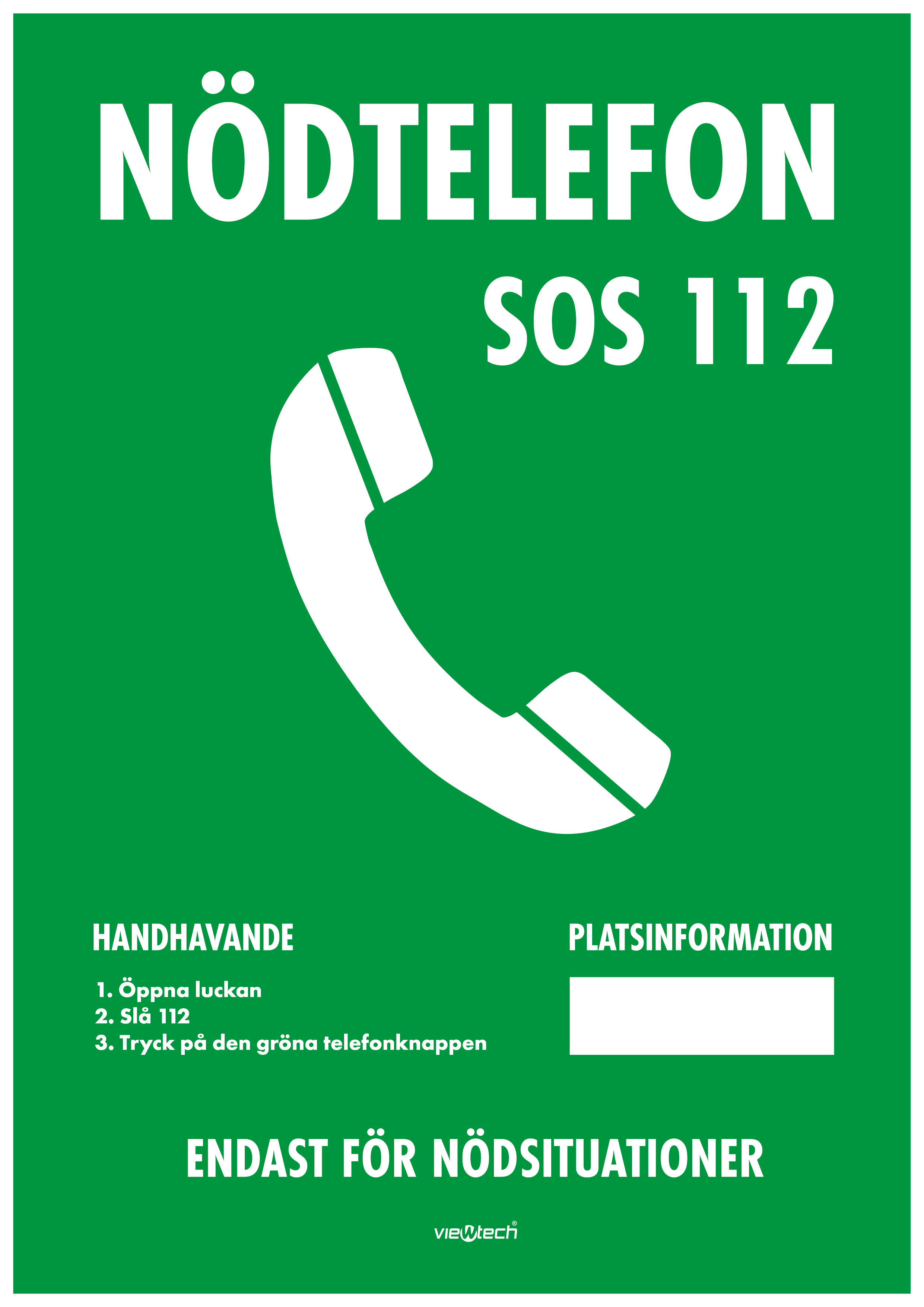 Skylt Nödplatsplacering EVC-MOB