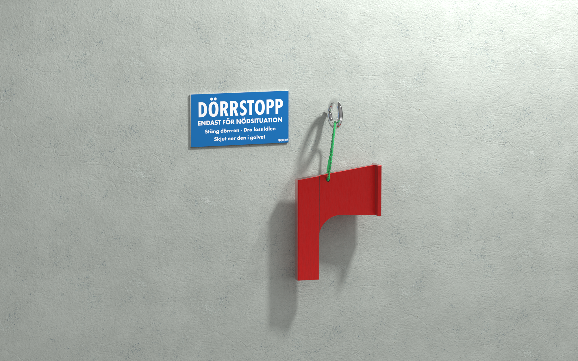 Skylt 100x50 Dörrstopp Anvisning