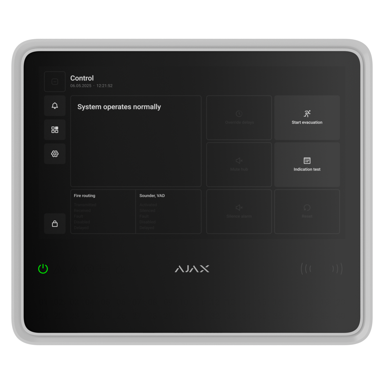 Ajax Brandlarmcentral EN54 Fire Hub Jeweller Vit