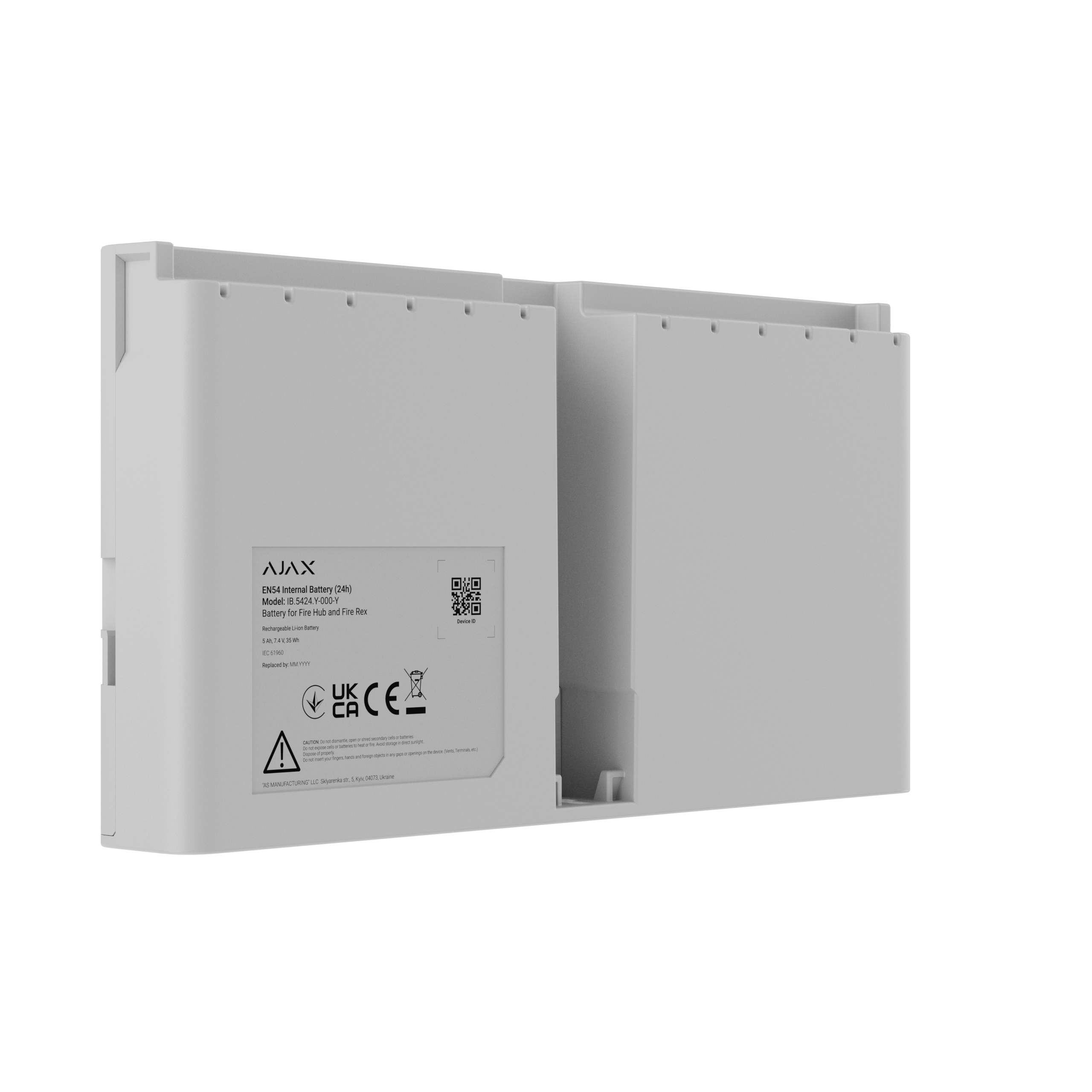 Ajax Backupbatteri 24h Fire Hub och Fire ReX EN54 vit