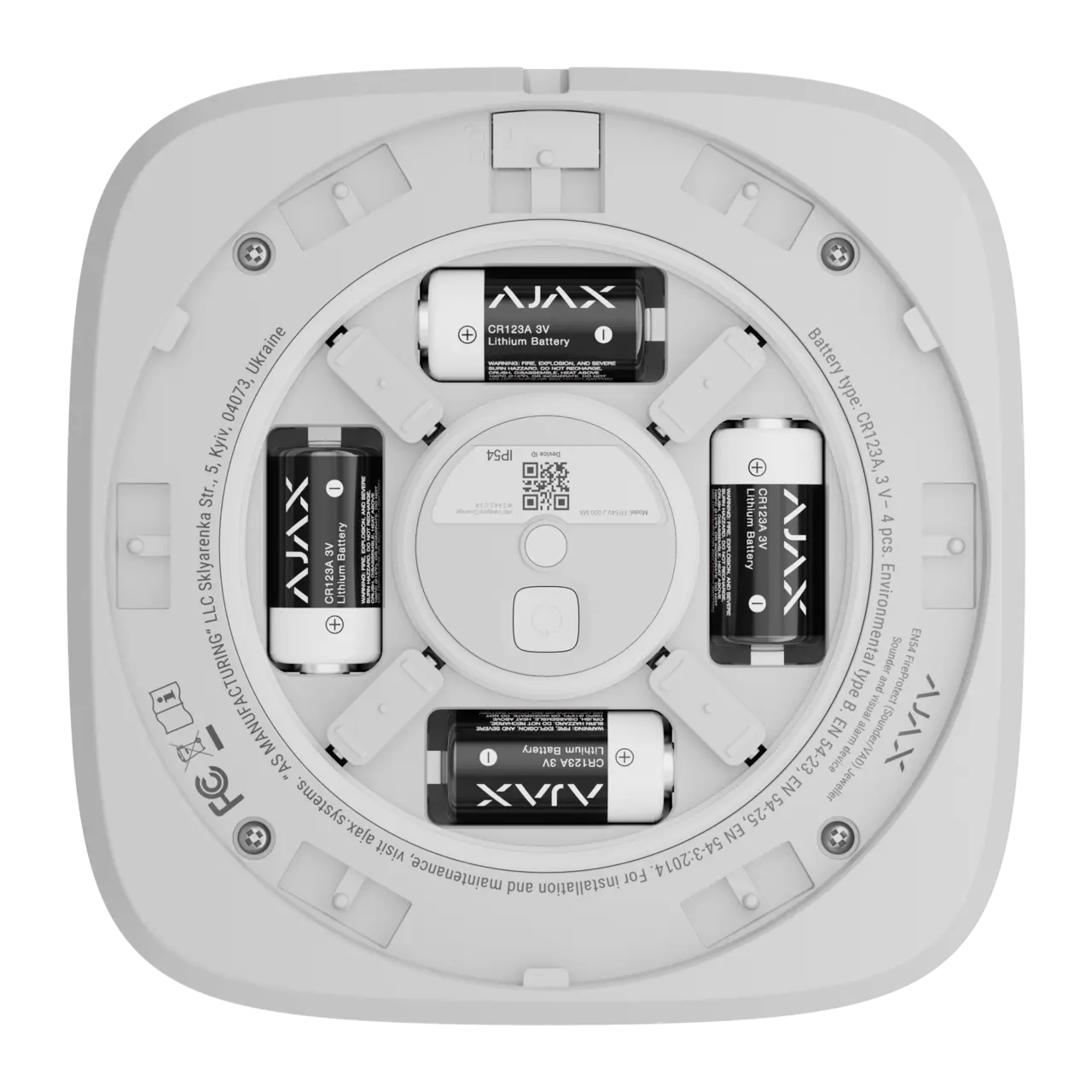 Ajax Siren/LED-blixt EN54 trådlös vit (Sounder/VAD)