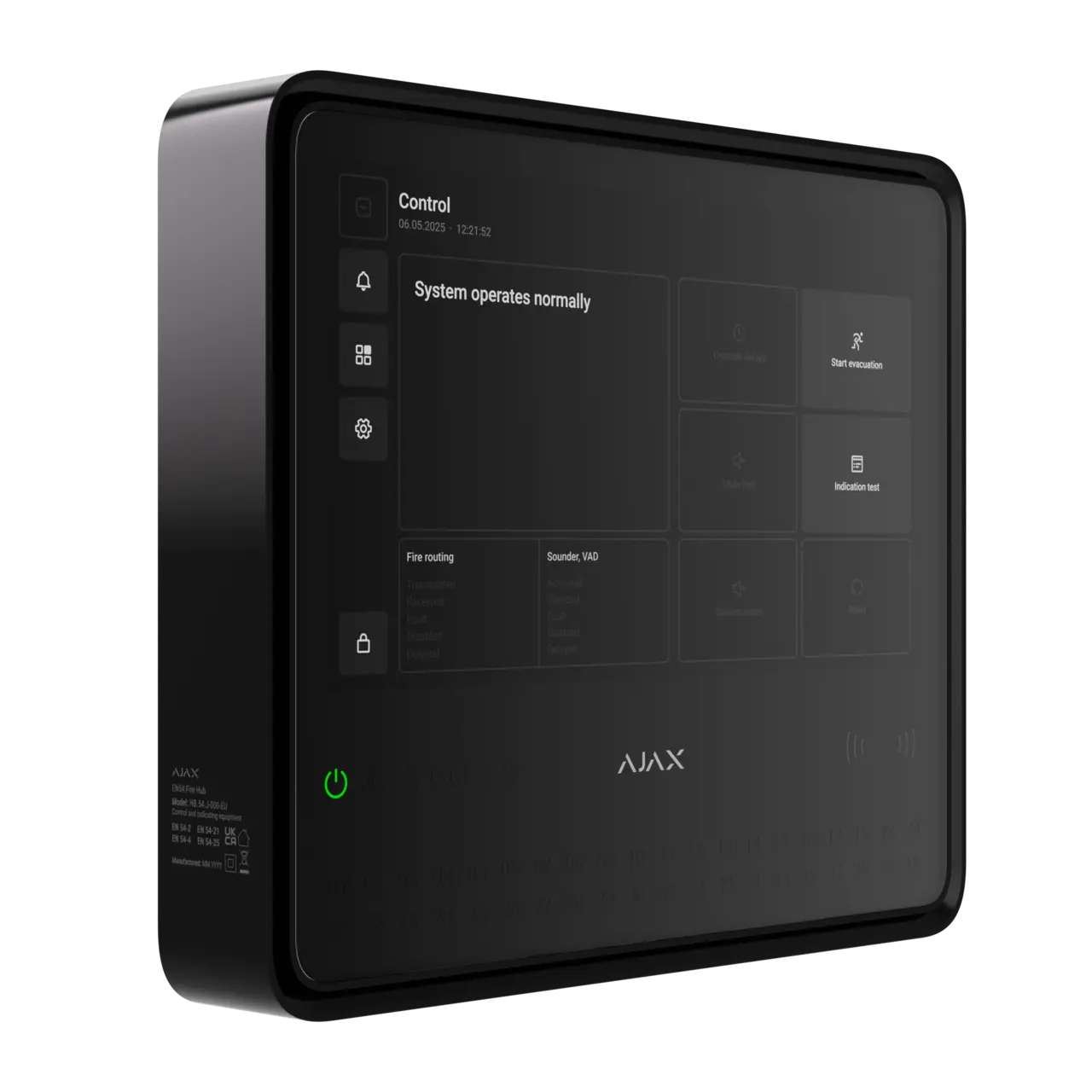 Ajax Brandlarmcentral EN54 line Fire Hub Jeweller Svart