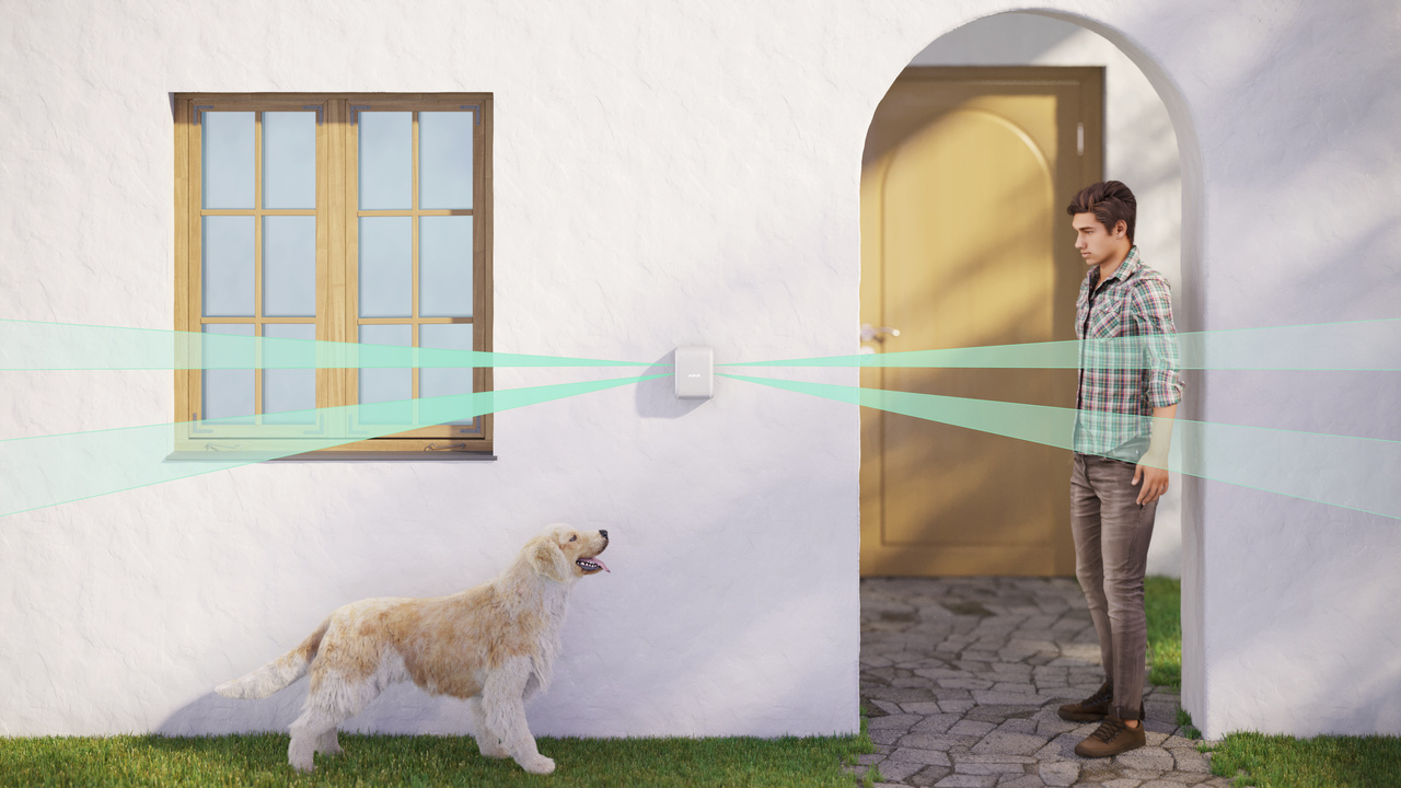 Ridådetektor dubbel utomhus 4-15m trådlös vit