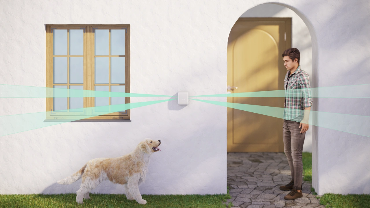 Ridådetektor dubbel utomhus 4-15m trådlös vit