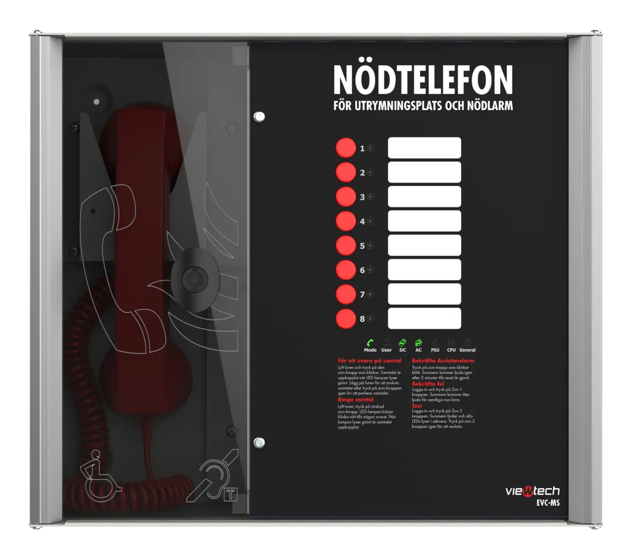 Nödtelefon Kontrollpanel PRO 8 linjer