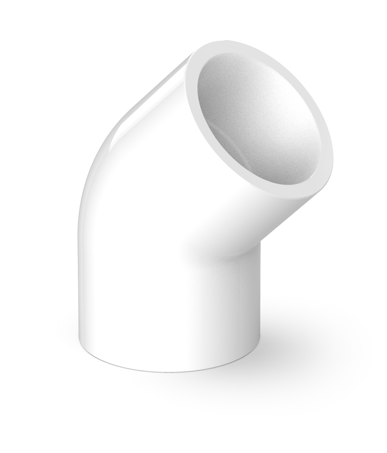 Vinkel 45 grader för saplingsrör Vit 25 mm