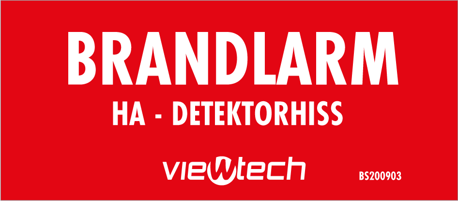 Skylt - Brandlarm detektorhiss 80x35