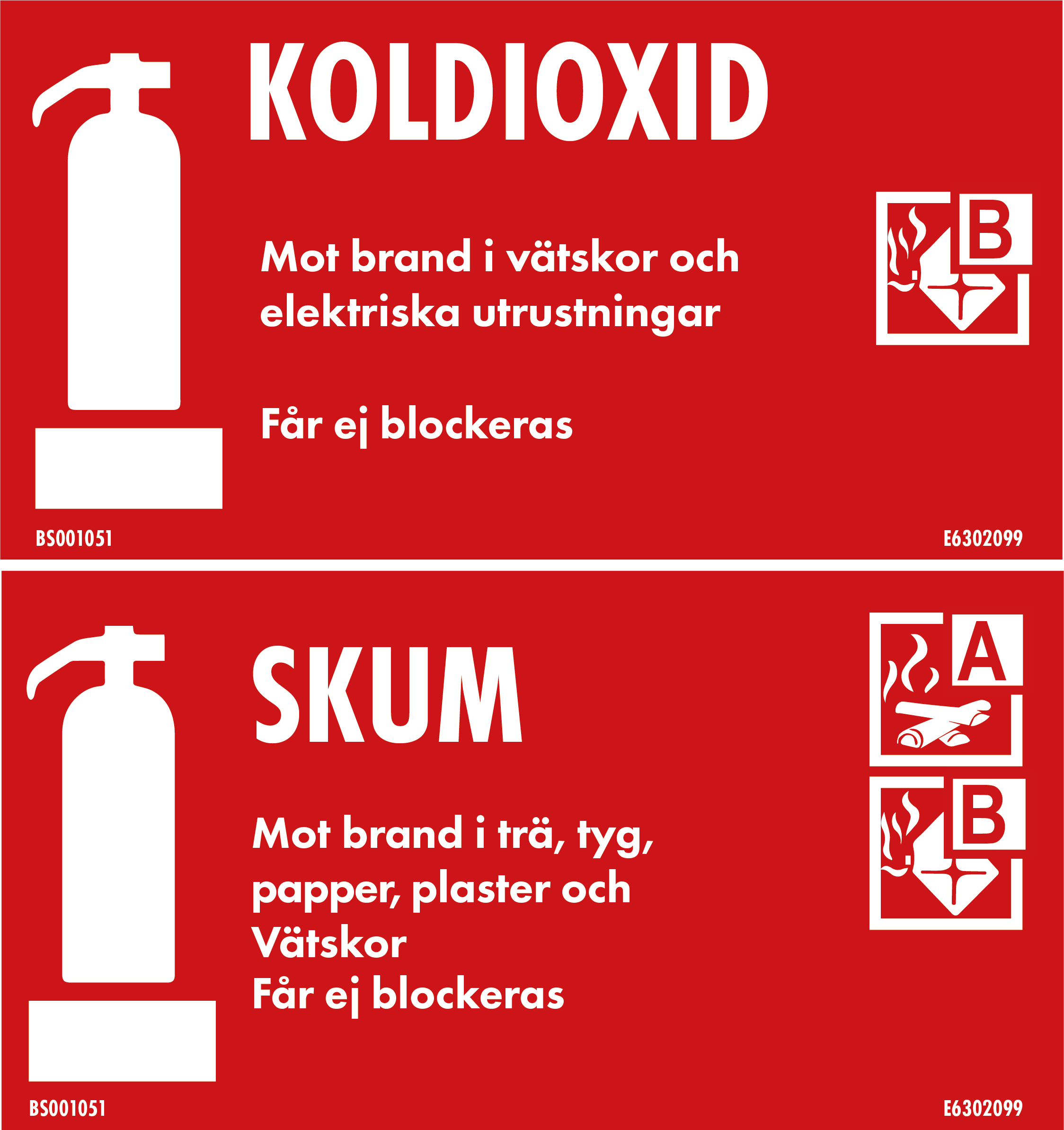 Skylt 200x110 Koldioxid/Skum Dubbelsidig