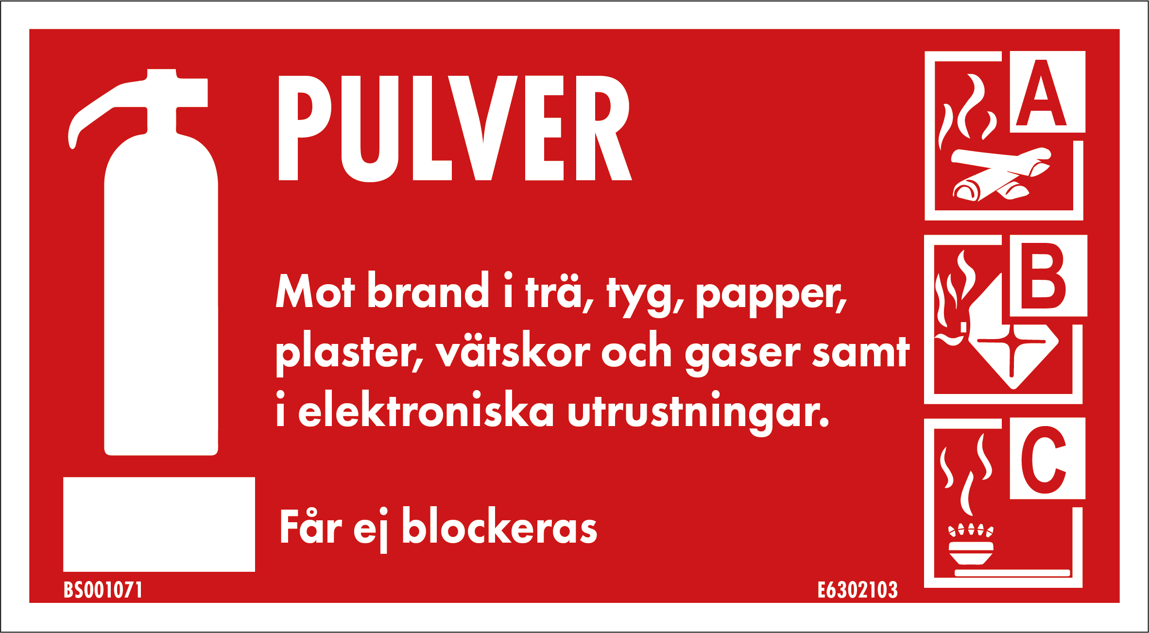 Skylt 200x110 Pulversläckare