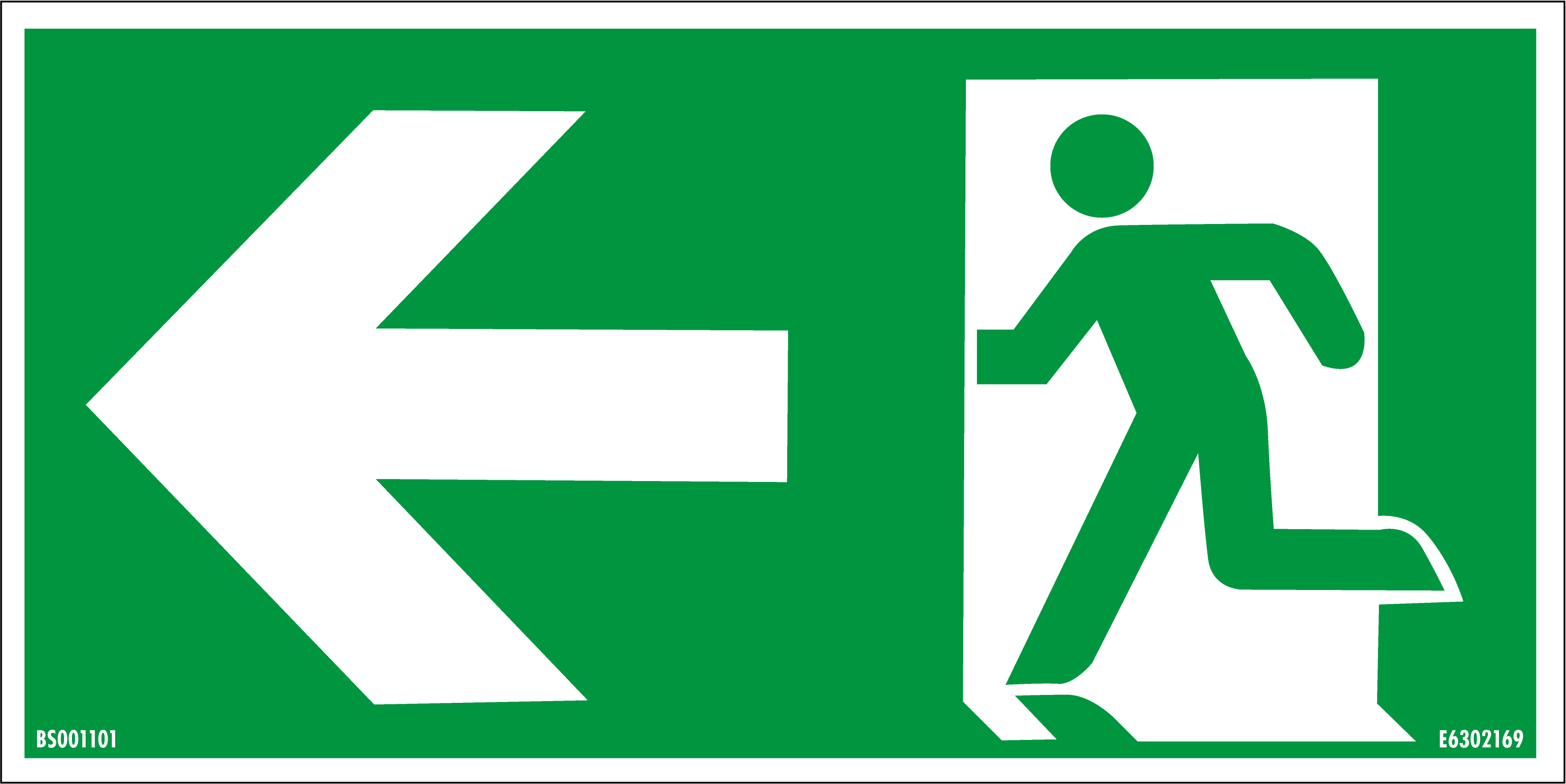 Skylt 300x150 Utrymningsväg pil vänster efterlysande